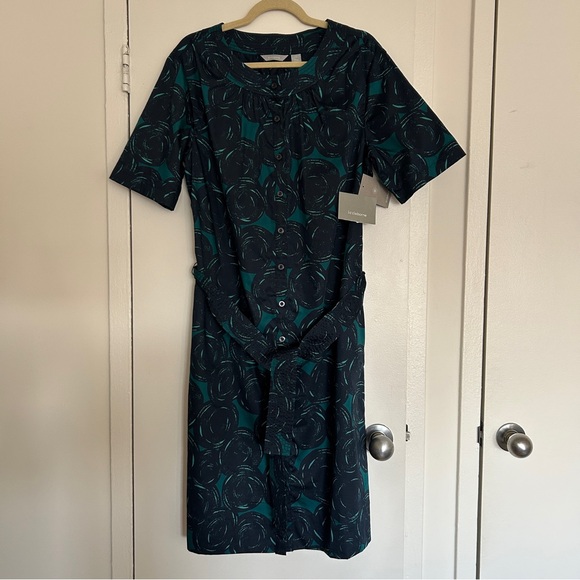 Liz Claiborne Short Sleeve Short Dress NWT in Aegean Navy Blue & Teal (Size 14) - Picture 2 of 9
